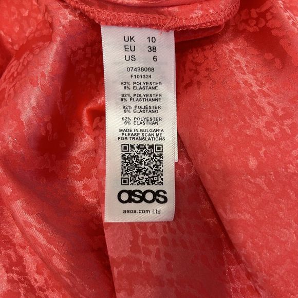 New ASOS Design Women's 6 Small Pink Asymmetrical Hem Midi A Line Skirt Snake - Picture 9 of 10